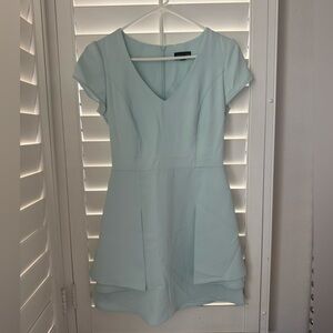 Topshop Pale Blue V-Neck Short Sleeve Mini Dress